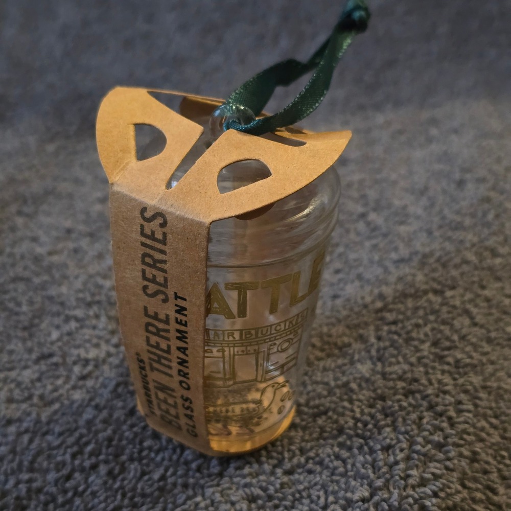 Starbucks Ornament Seattle Glass Been There Series Gold Clear Souvenir 2022